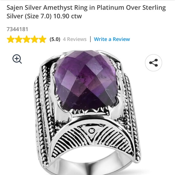 SAJEN SILVER AMETHYST SOLITAIRE SET IN 925 STERLING SILVER (SIZE 7) 10.90 ctw - Picture 2 of 10